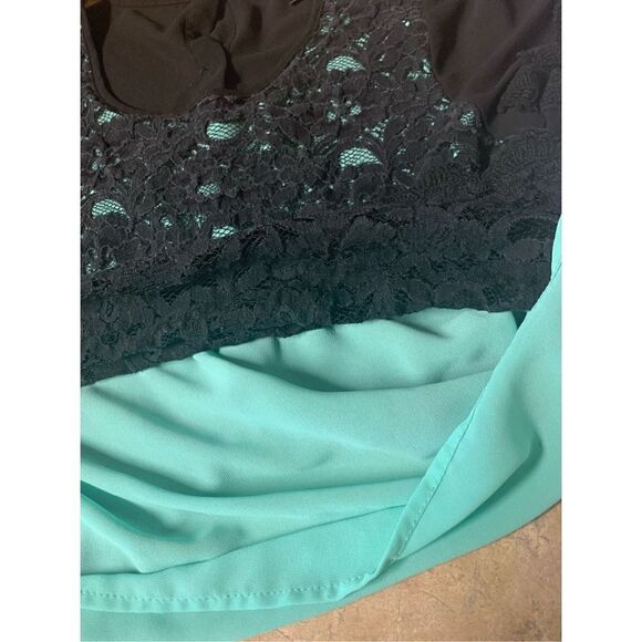 Wetseal Junior Lace Crew Neck Lined Short Sleeve Top Blouse Black Size Large - Picture 8 of 8